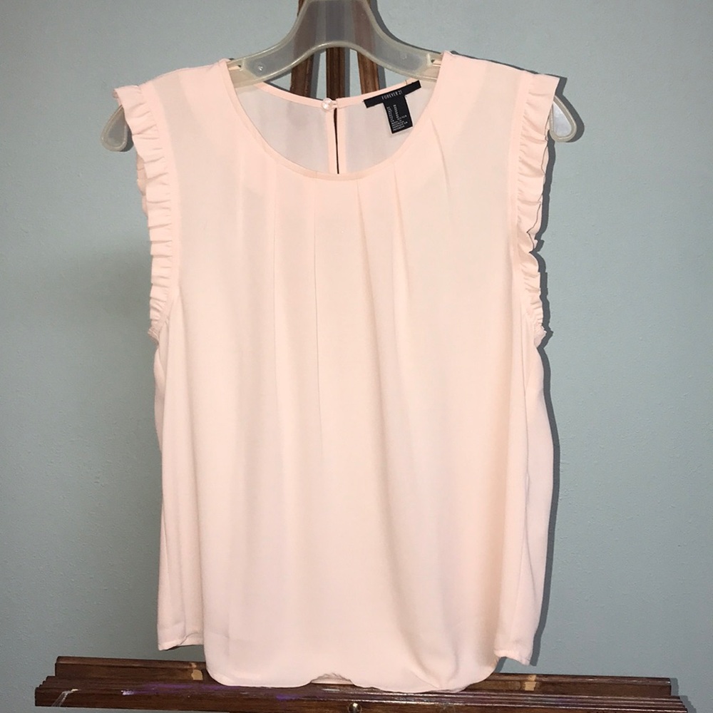 H&M soft pinkish peach ruffled blouse size M